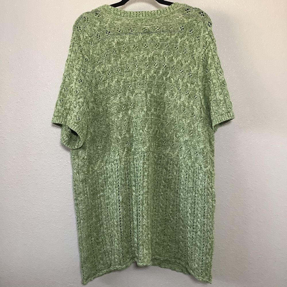 Green Cotton Preppy Knitted Cottagecore Fairy Earthy Oversized Knit Cardigan 3X - Picture 6 of 6